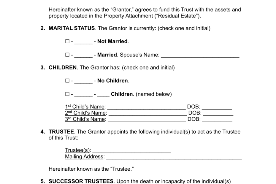 Free Living Trust Form Revocable PDF Word EForms