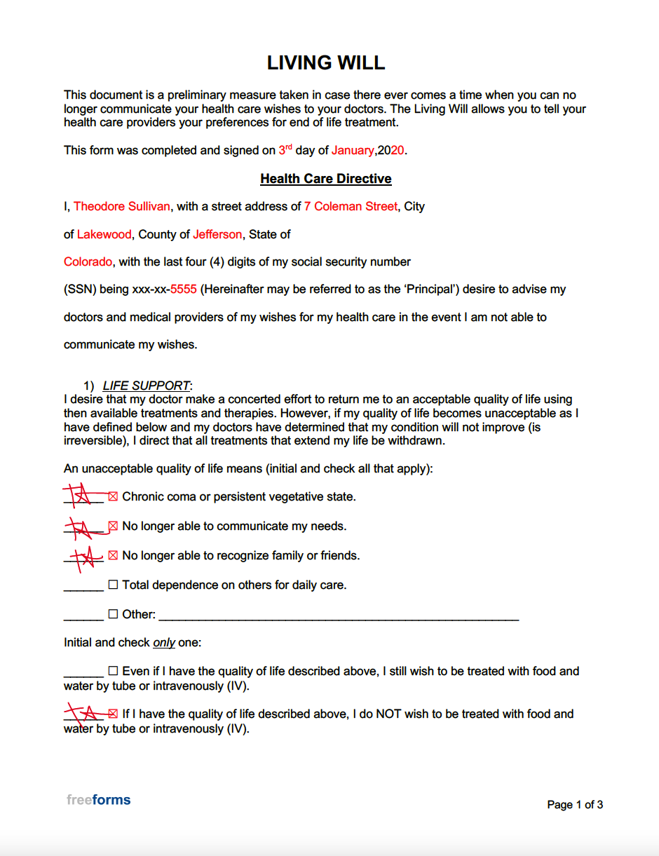 Free Living Will Forms PDF Word Free Living Will Forms PDF Word