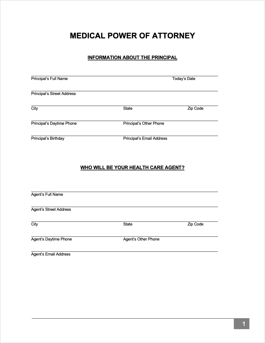 Free Medical Power Of Attorney Forms PDF WORD RTF