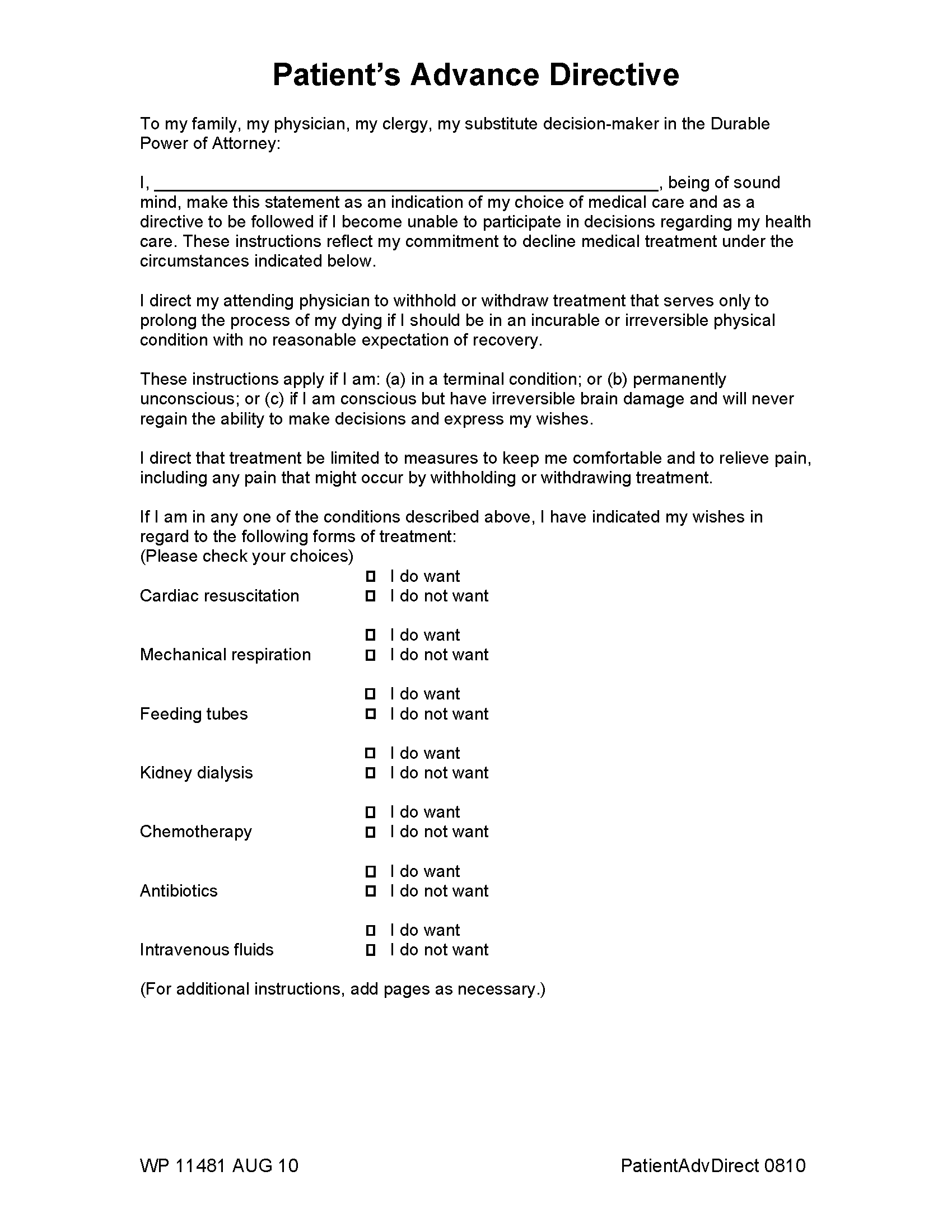 Free Michigan Advance Directive Form PDF EForms