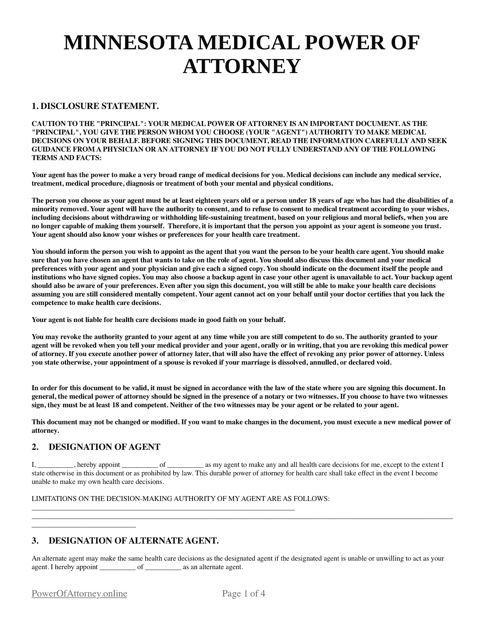 Free Minnesota MN Medical Power Of Attorney Forms U0026 Templates PDF