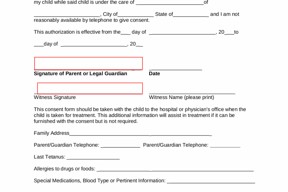 Free Minor Child Medical Consent Form PDF Word EForms