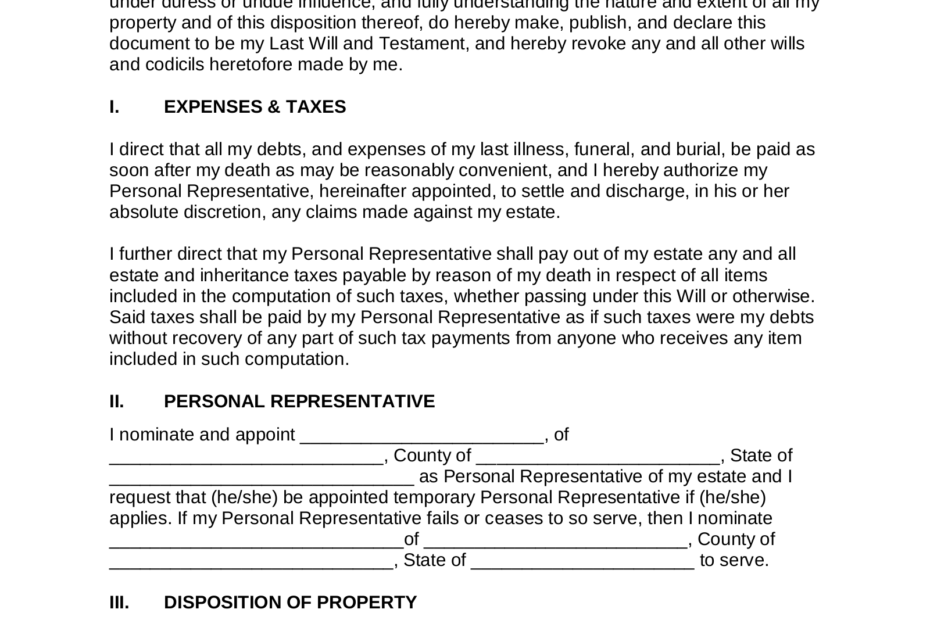 Free Mississippi Last Will And Testament Template PDF Word