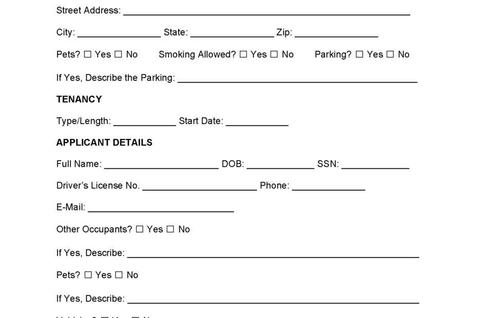 Free Missouri Rental Application Template PDF Word