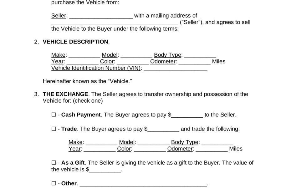 Free Motor Vehicle DMV Bill Of Sale Form PDF Word EForms