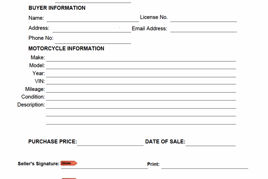 Free Motorcycle Bill Of Sale Form PDF
