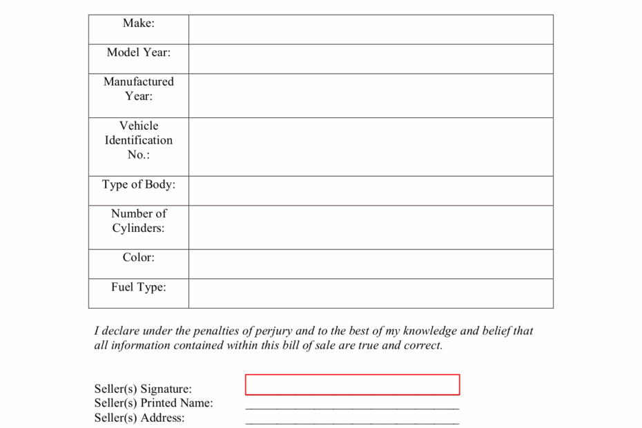 Free New Hampshire Motor Vehicle Bill Of Sale Form PDF EForms