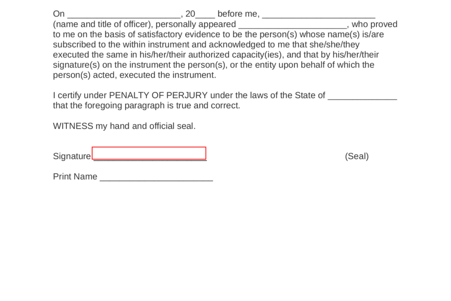 Free Notary Acknowledgment Forms PDF Word EForms