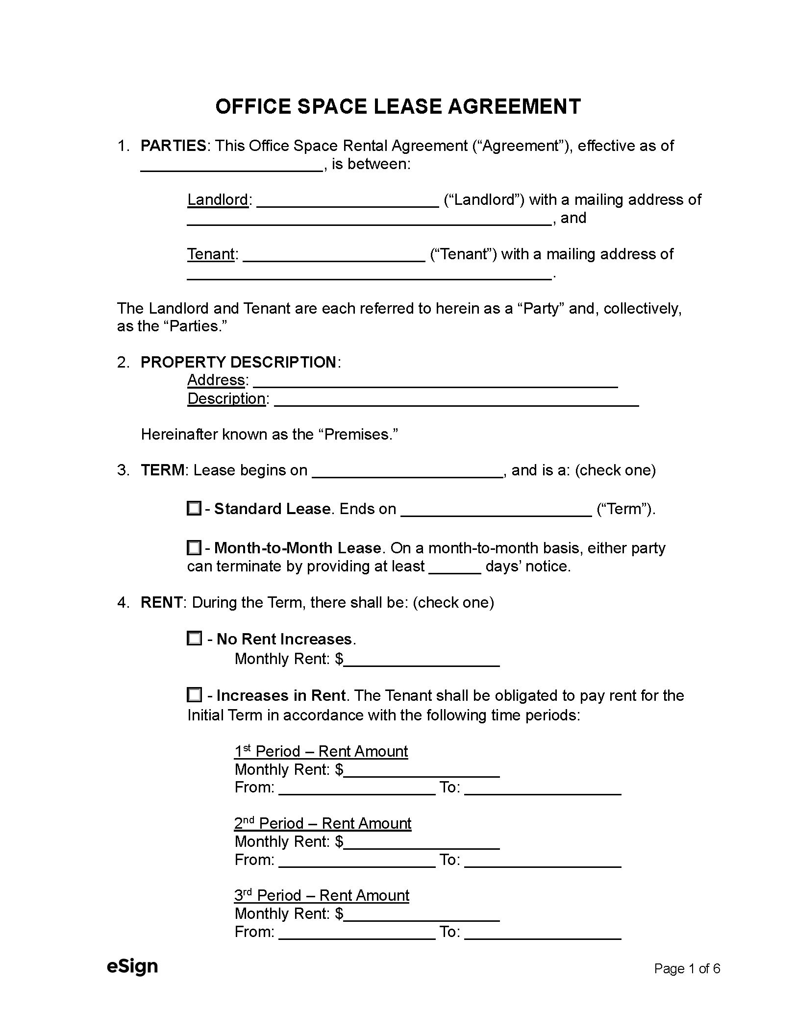 Free Office Lease Agreement Template PDF Word