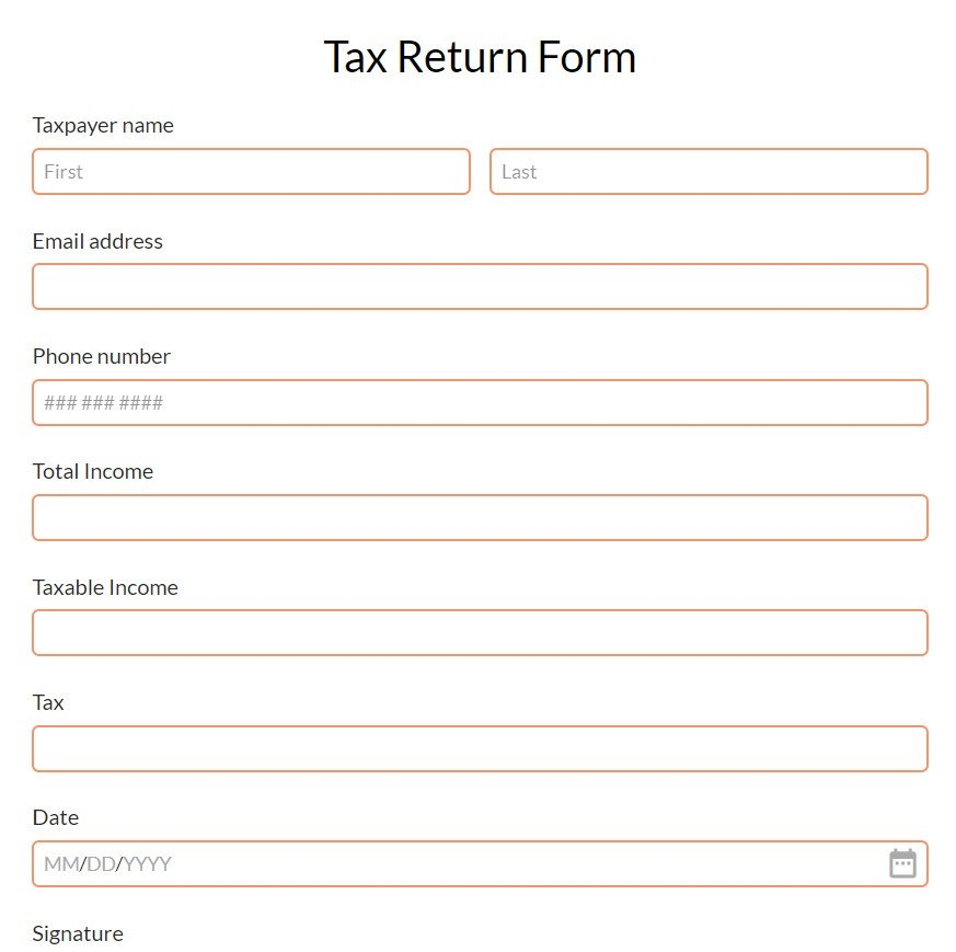 Free Online Tax Return Form Template 123FormBuilder