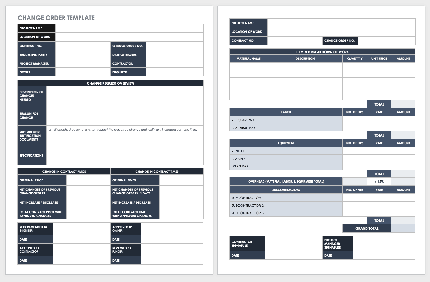 Free Order Form Templates Smartsheet