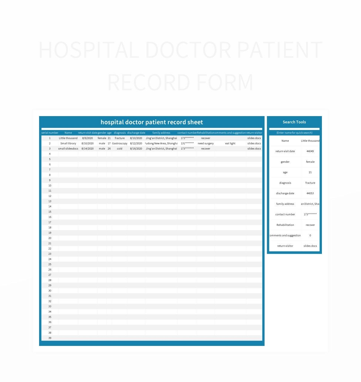 Free Patient Registration Form Templates For Google Sheets And Microsoft Excel Slidesdocs