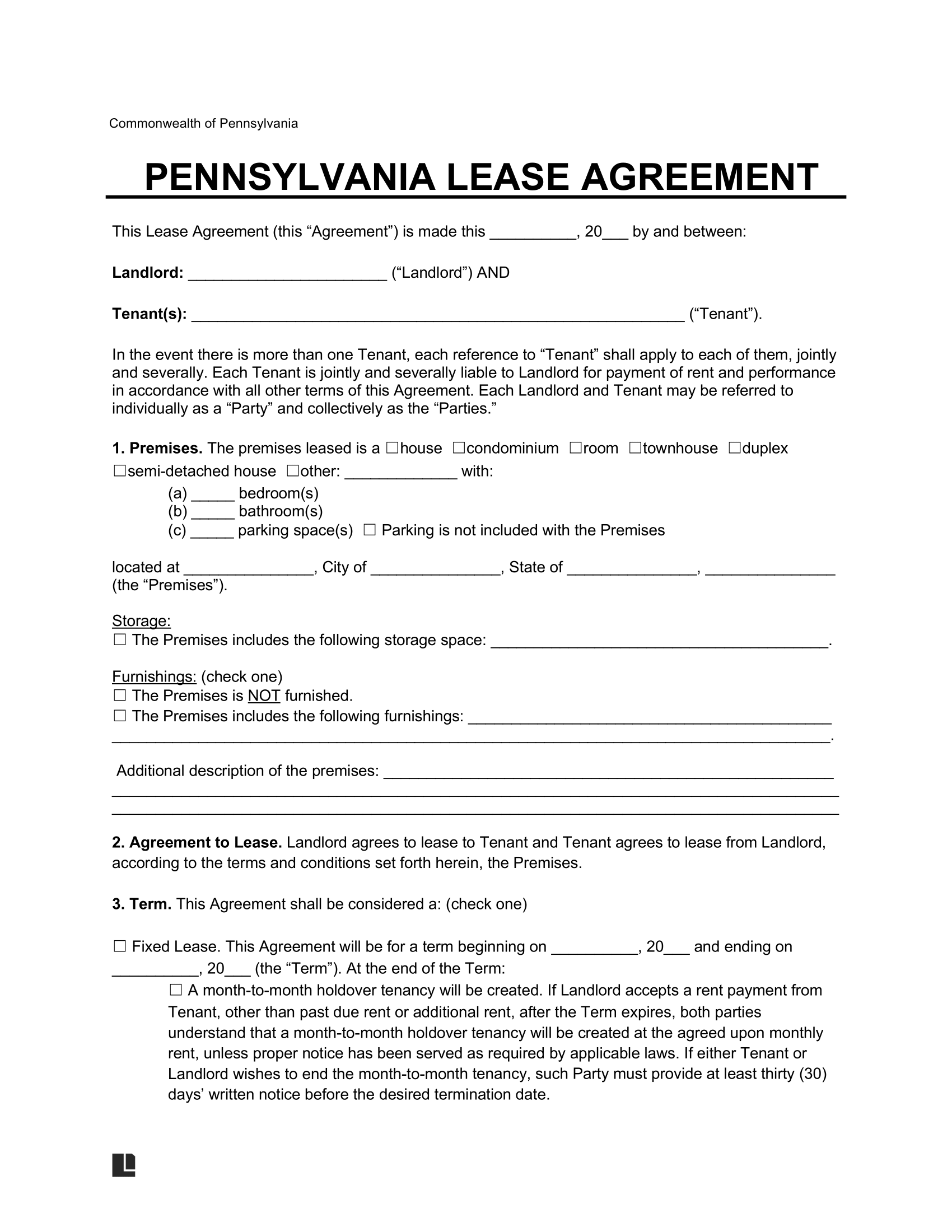 Free Pennsylvania Lease Agreement Templates 6 PDF U0026 Word Free Pennsylvania Lease Agreement Templates 6 PDF U0026 Word
