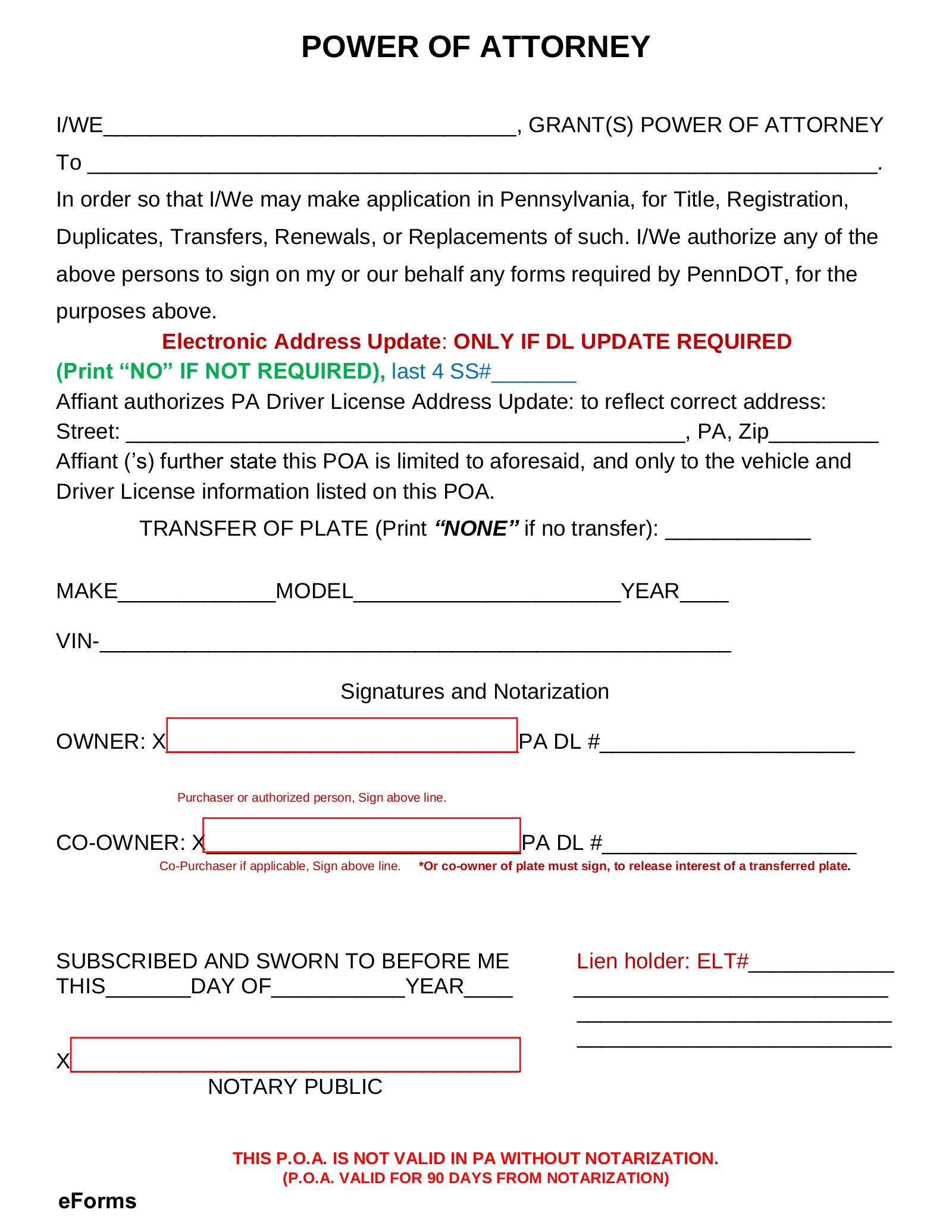 Free Pennsylvania Power Of Attorney Forms 9 Types PDF Word 