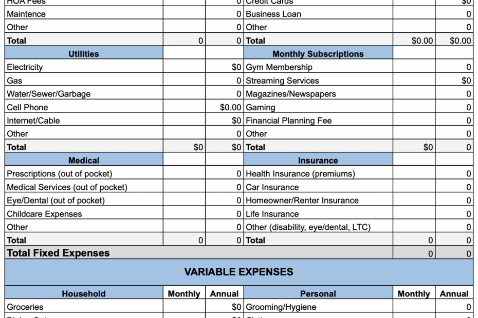 Free Personal Expense Worksheet Millennial Wealth LLC