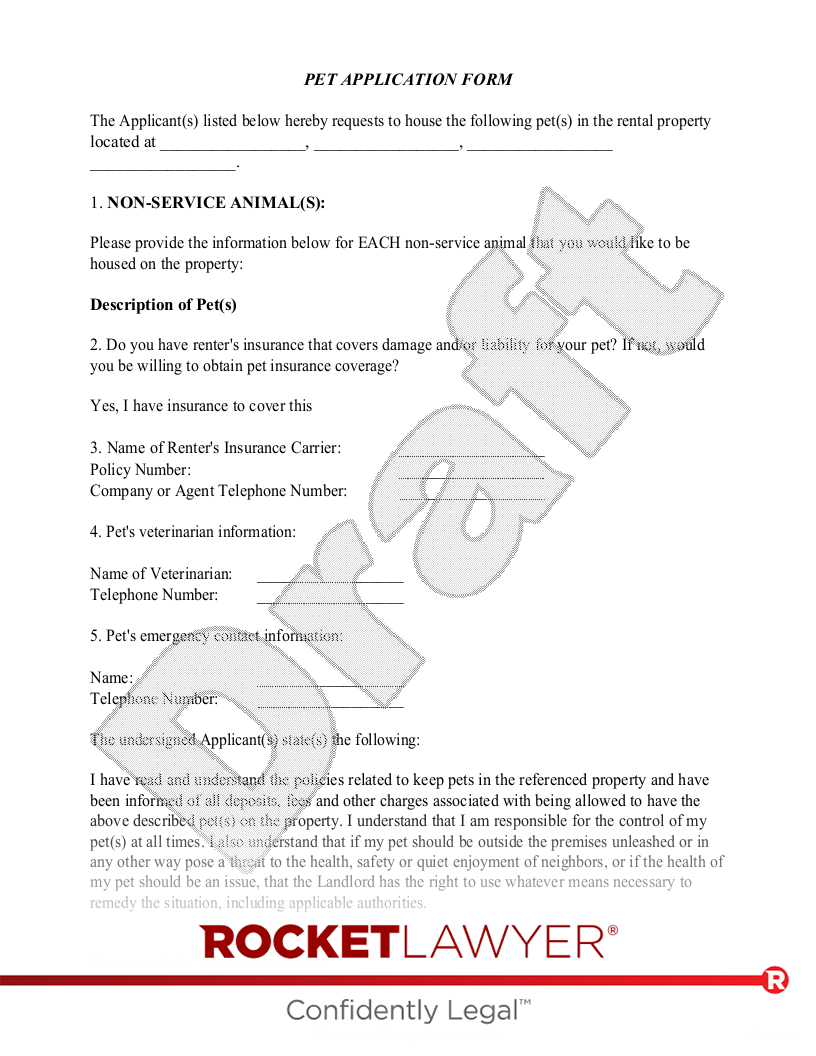 Free Pet Application Template U0026 FAQs Rocket Lawyer