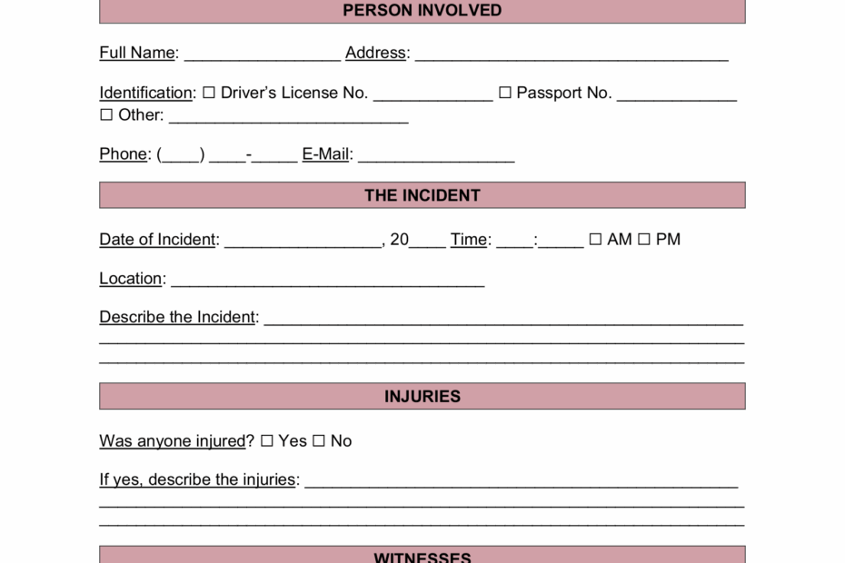 Free Police Incident Report Form PDF Word EForms