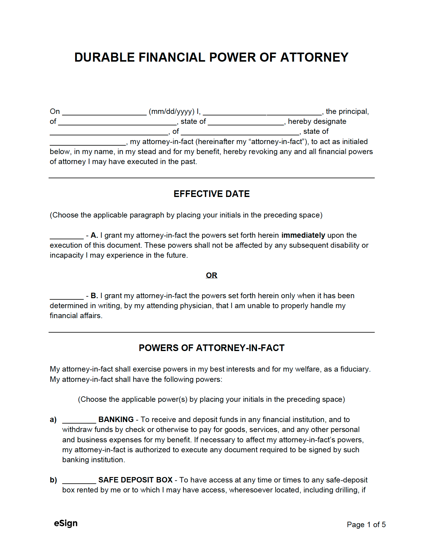 Free Power Of Attorney Forms 11 PDF Word