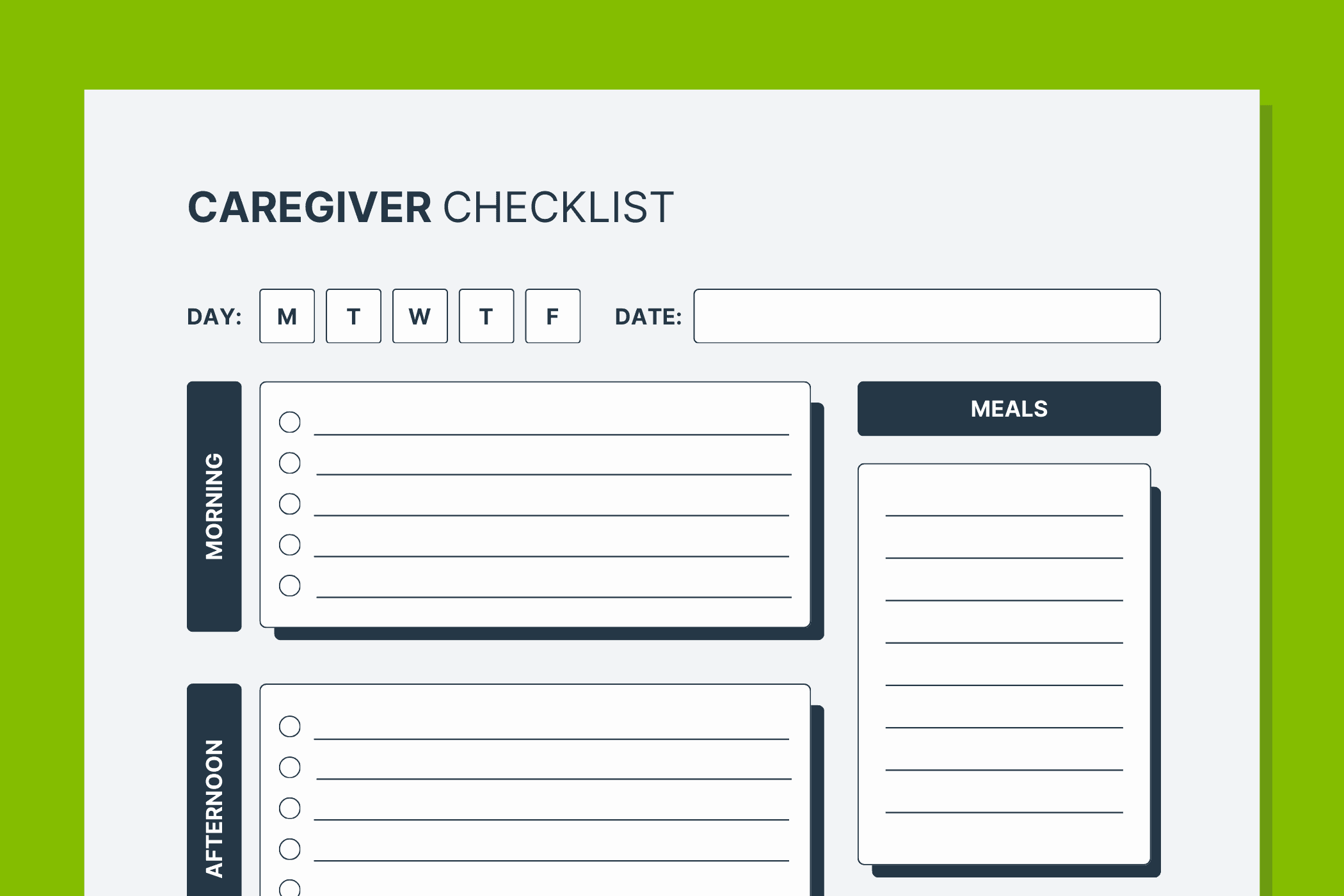 Free Printable Caregiver Daily Checklist Template