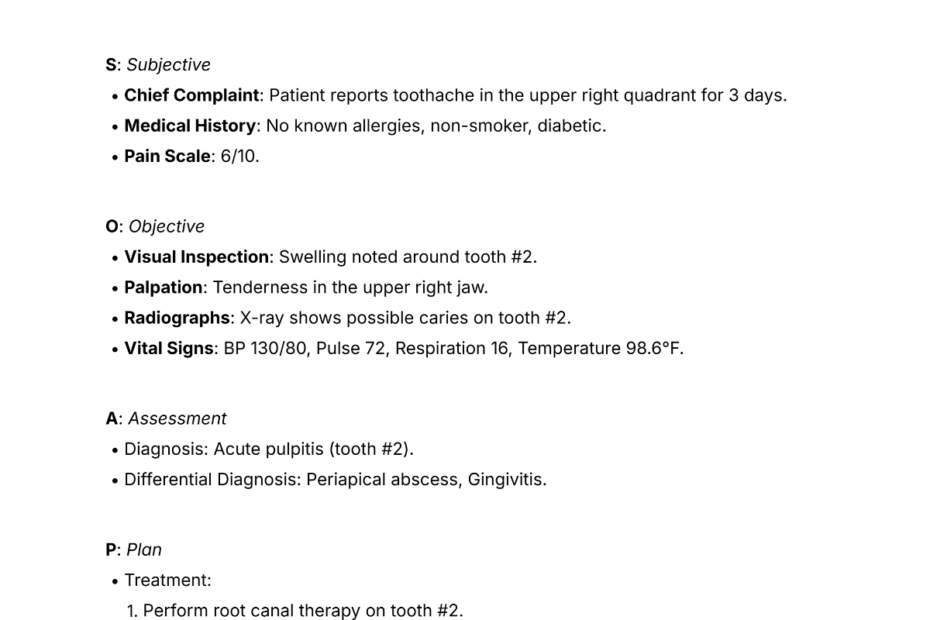 Free Printable Dental SOAP Note Template To Edit Online