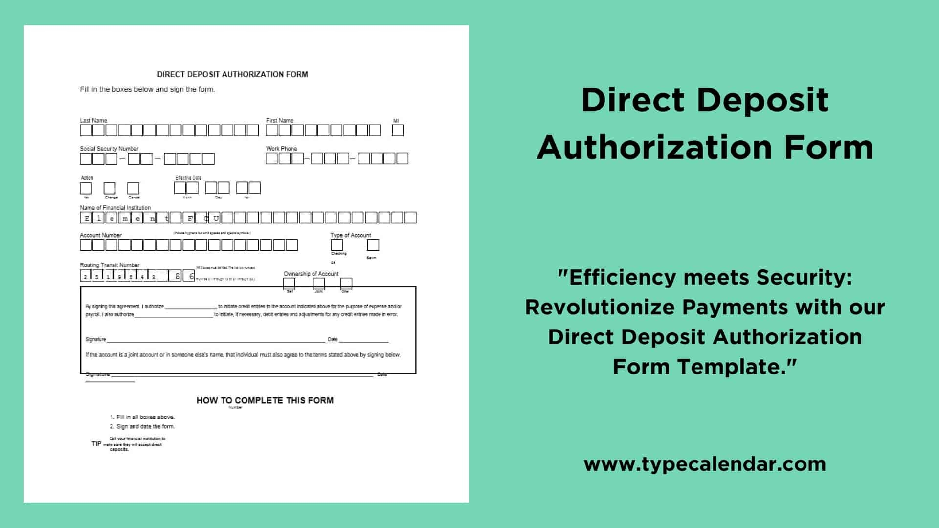 Free Printable Direct Deposit Authorization Form Templates PDF Free Printable Direct Deposit Authorization Form Templates PDF