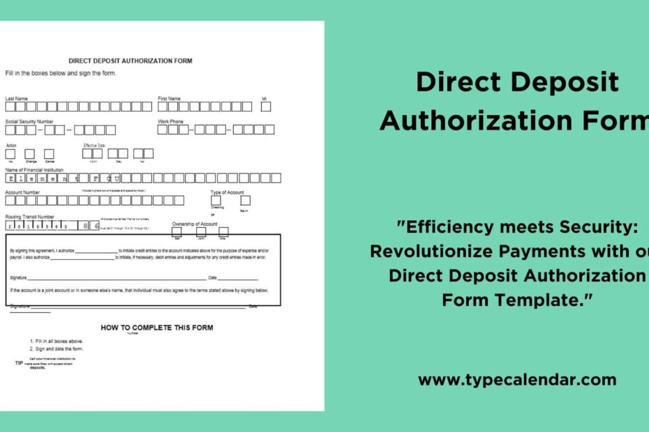 Free Printable Direct Deposit Authorization Form Templates PDF