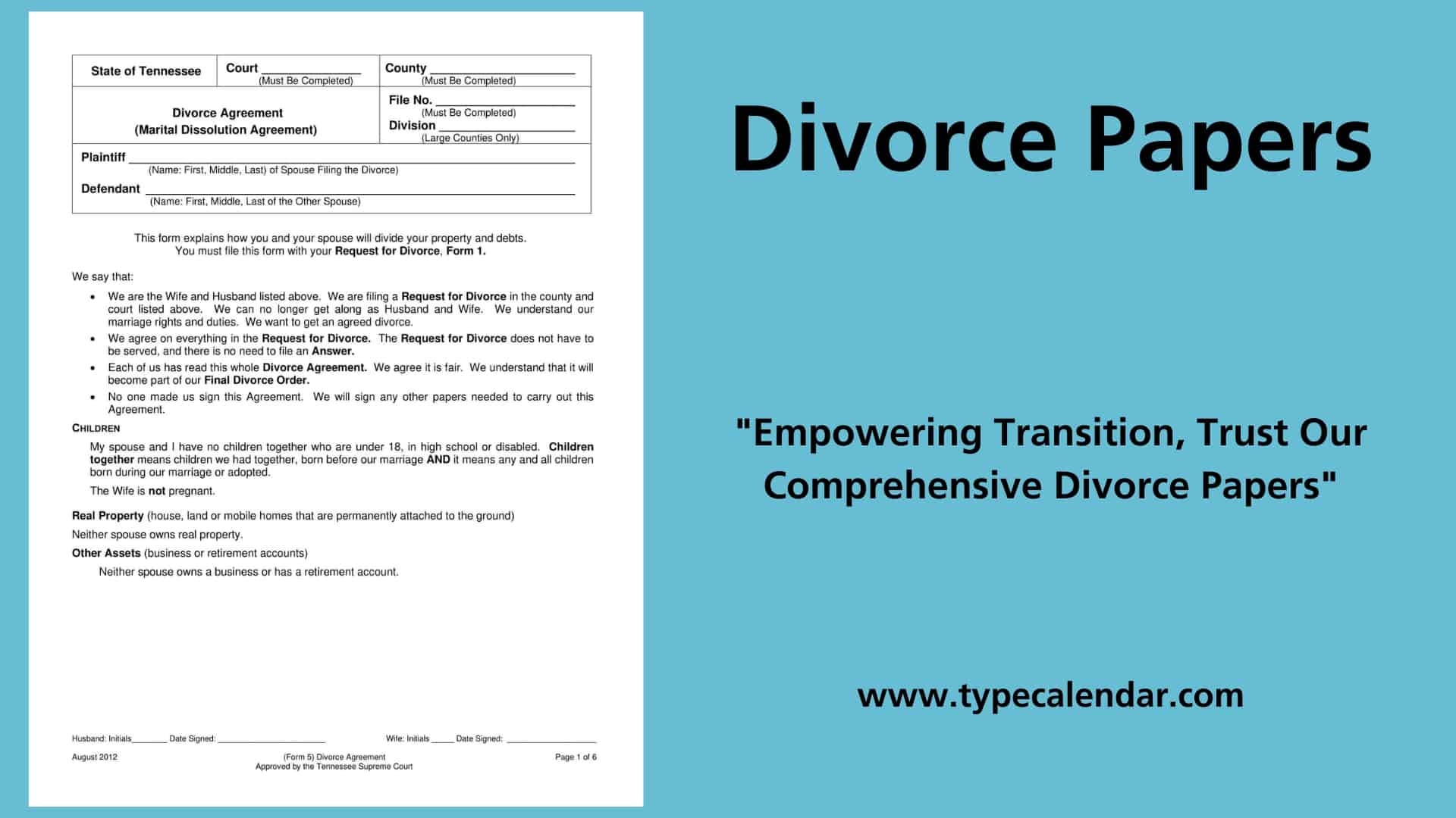 Free Printable Divorce Papers Templates PDF Word 