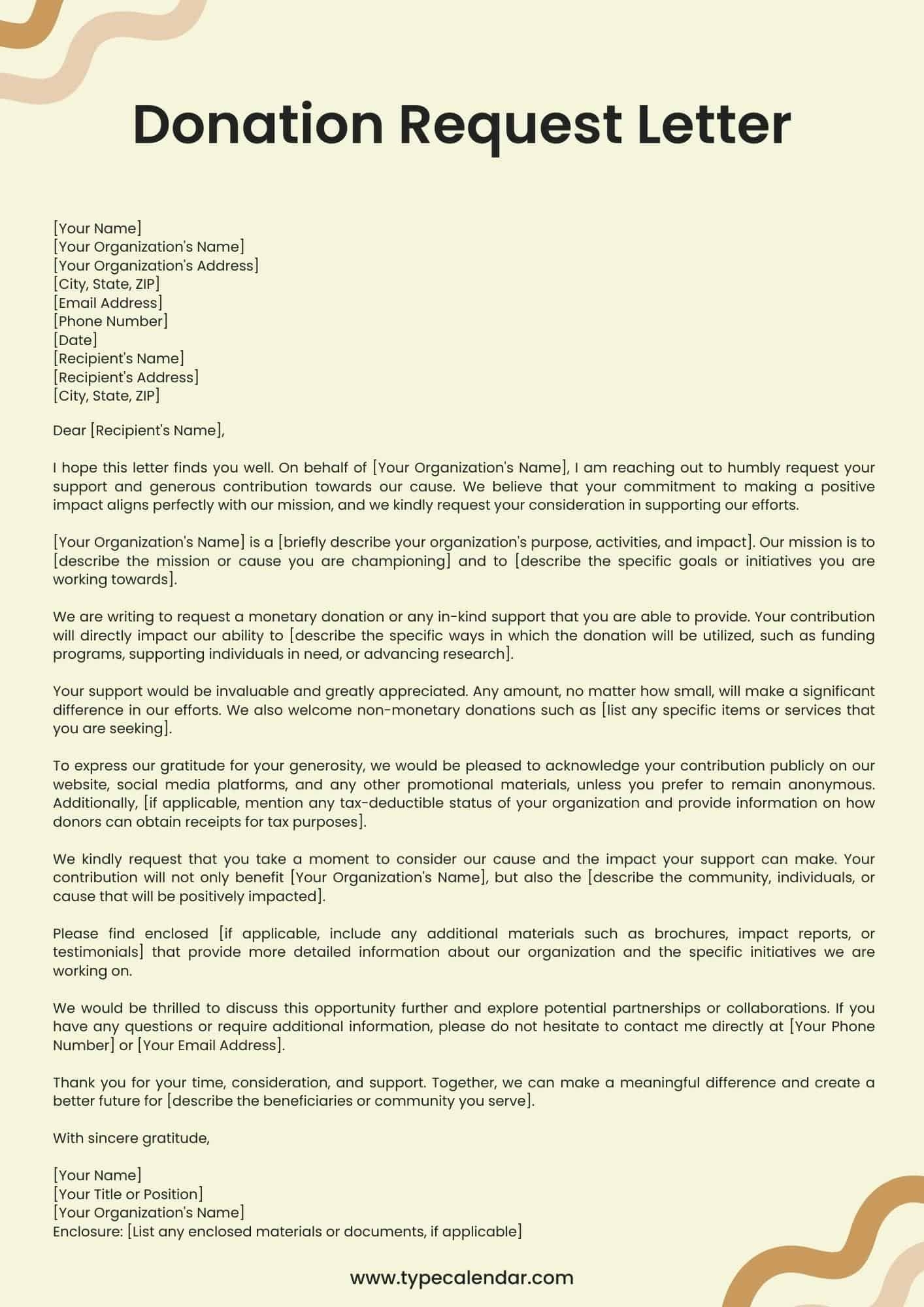 Free Printable Donation Request Letter Word Excel PDF Nonprofit Schools