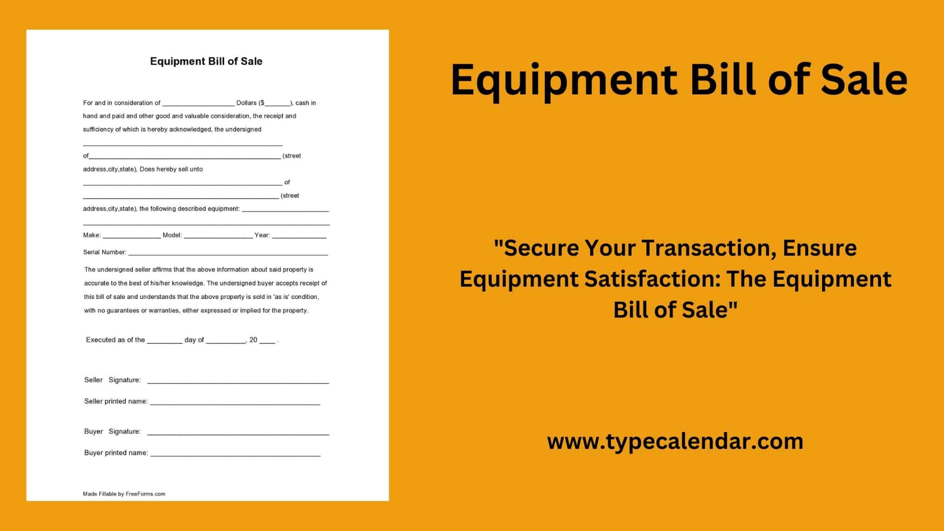 Free Printable Equipment Bill Of Sale Templates Word Excel PDF 