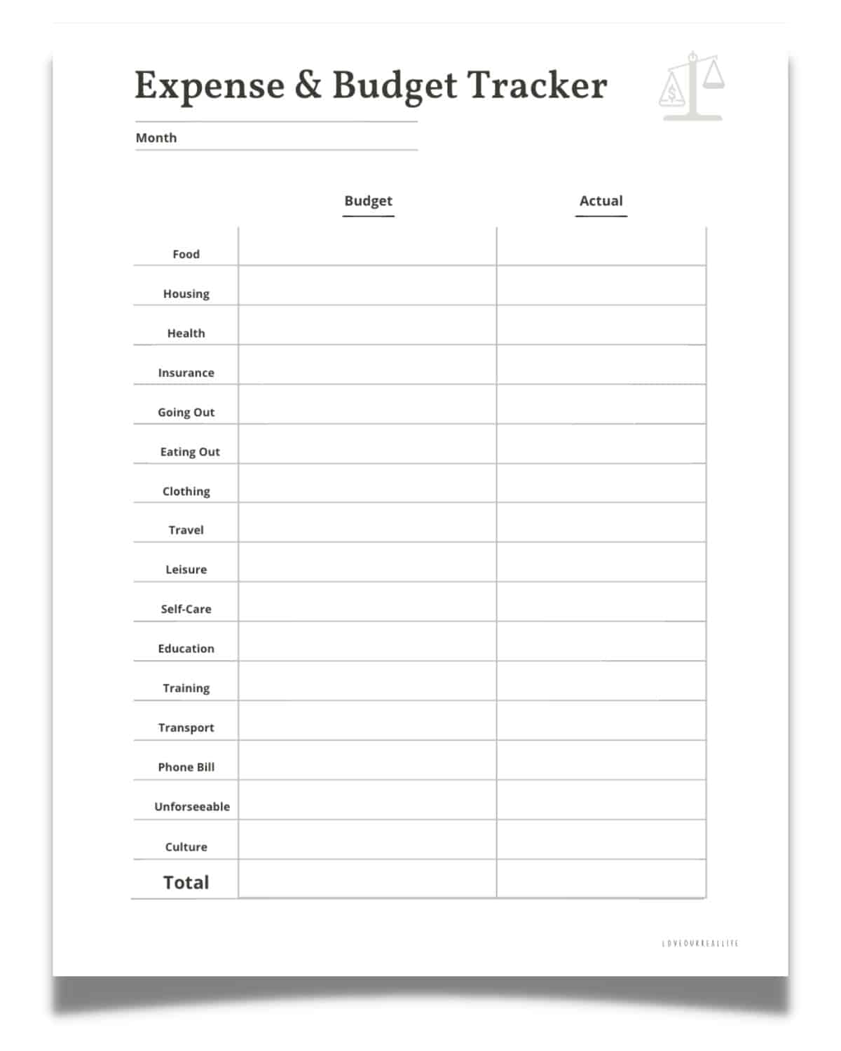 FREE Printable Expense Tracker Monthly Budget Trackers Love 