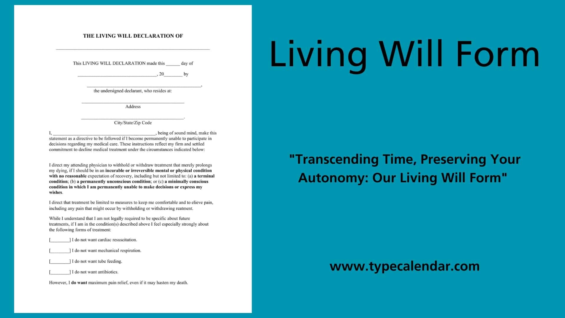Free Printable Living Will Form Templates PDF Word Health Care 