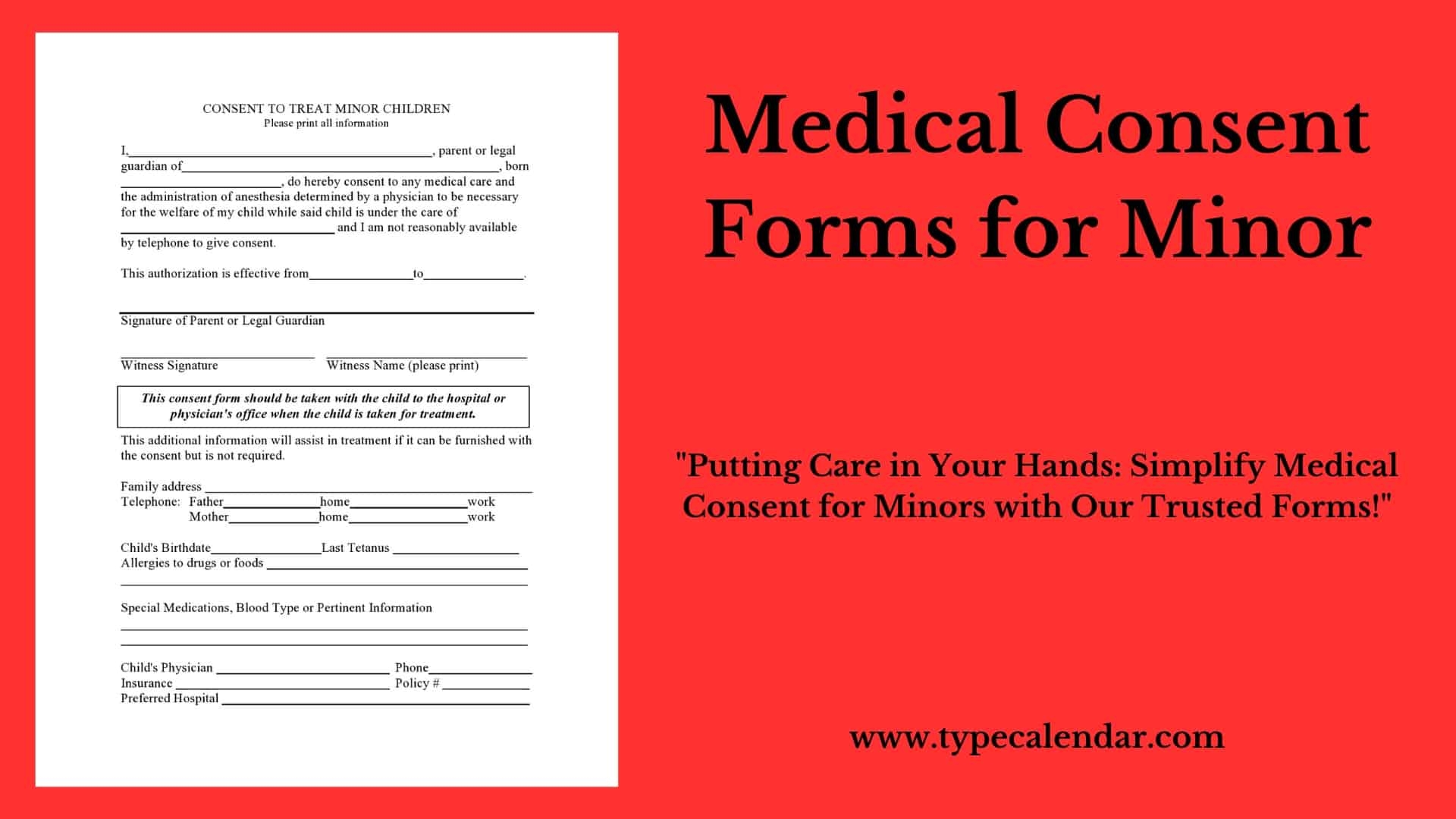 Free Printable Medical Consent Form Templates PDF Minor 