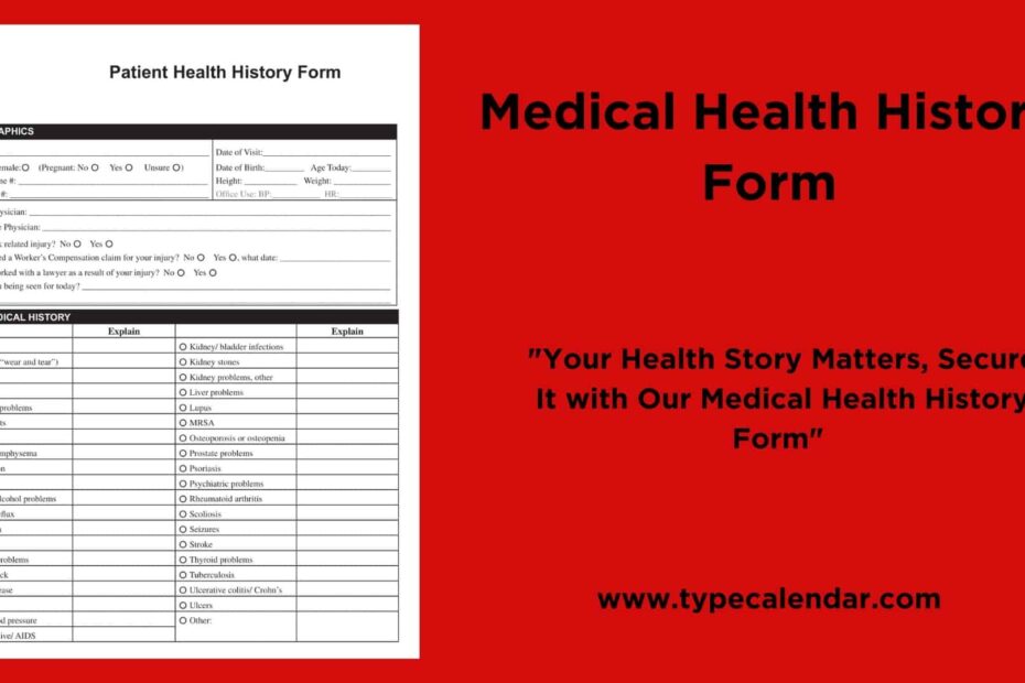 Free Printable Medical Health History Form Templates PDF Example