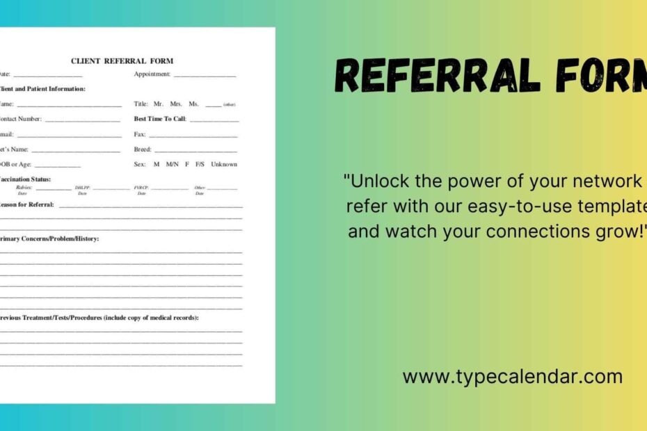 Free Printable Referral Form Templates Word PDF Medical Mental Health