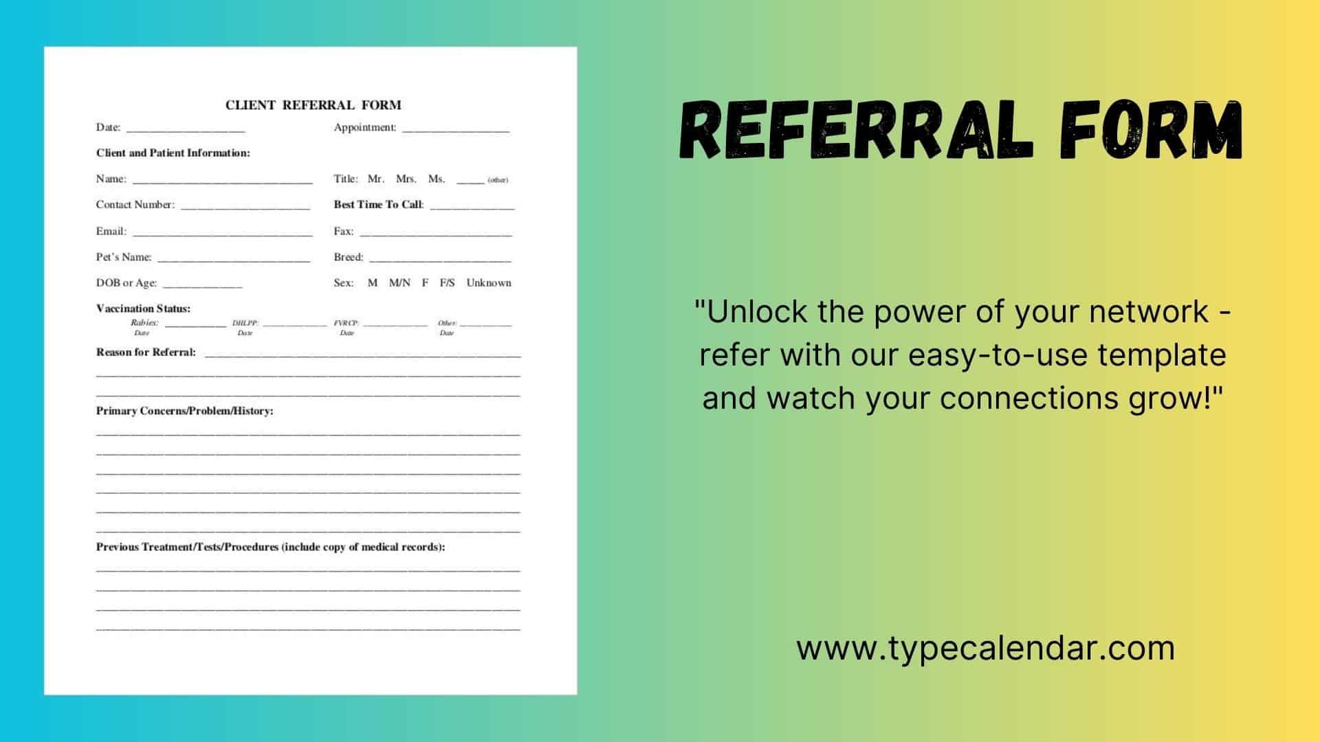 Free Printable Referral Form Templates Word PDF Medical Mental 