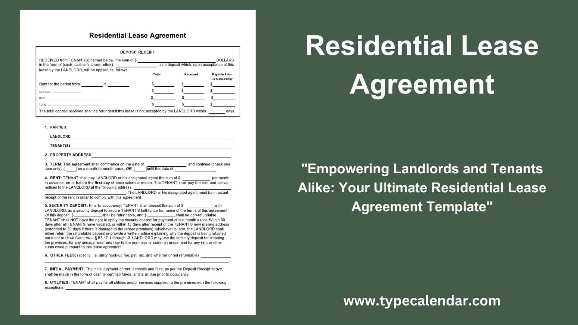 Free Printable Residential Lease Agreement Templates PDF Excel 