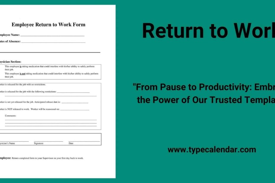 Free Printable Return To Work Templates PDF Word