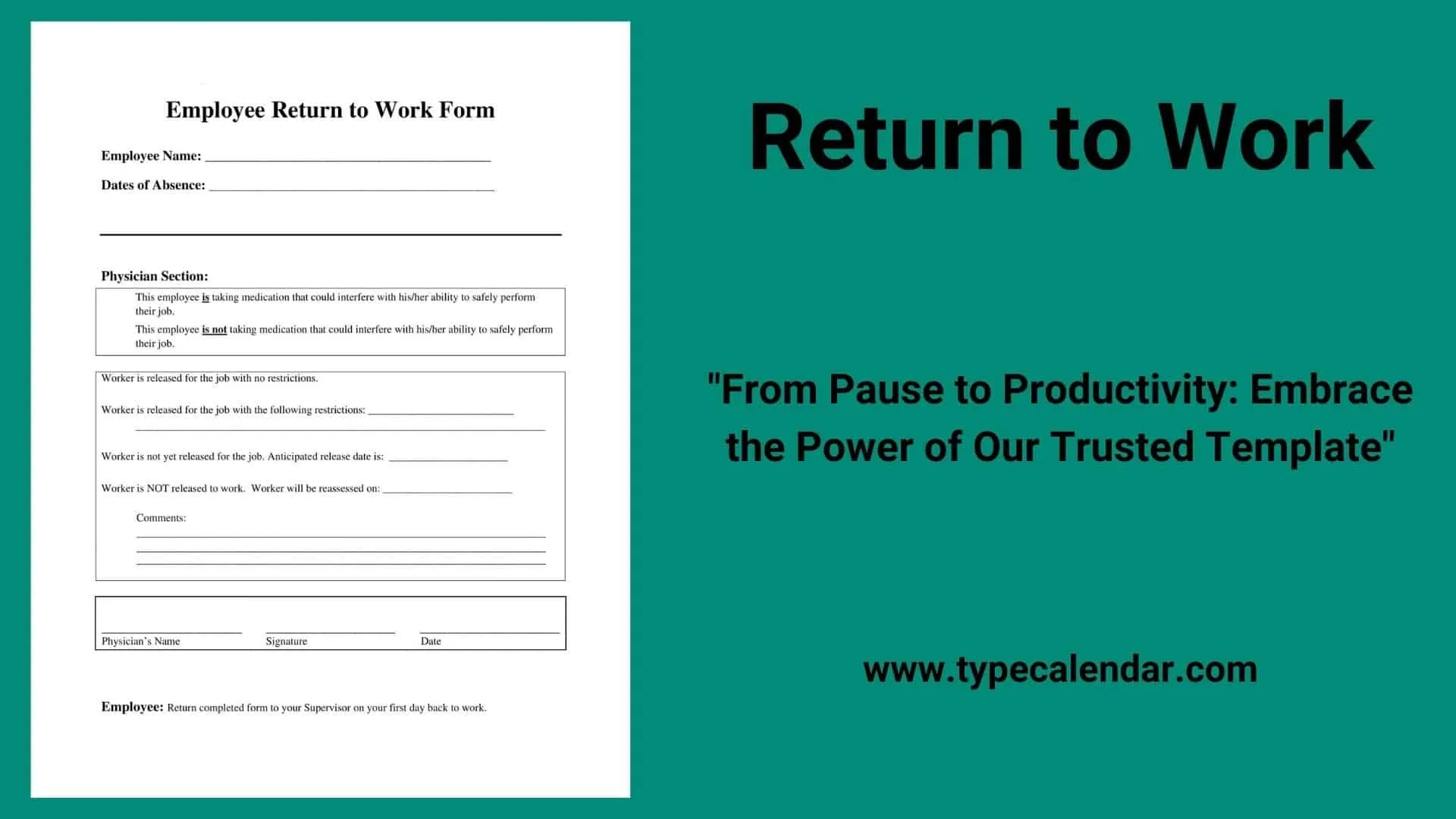 Free Printable Return To Work Templates PDF Word Free Printable Return To Work Templates PDF Word