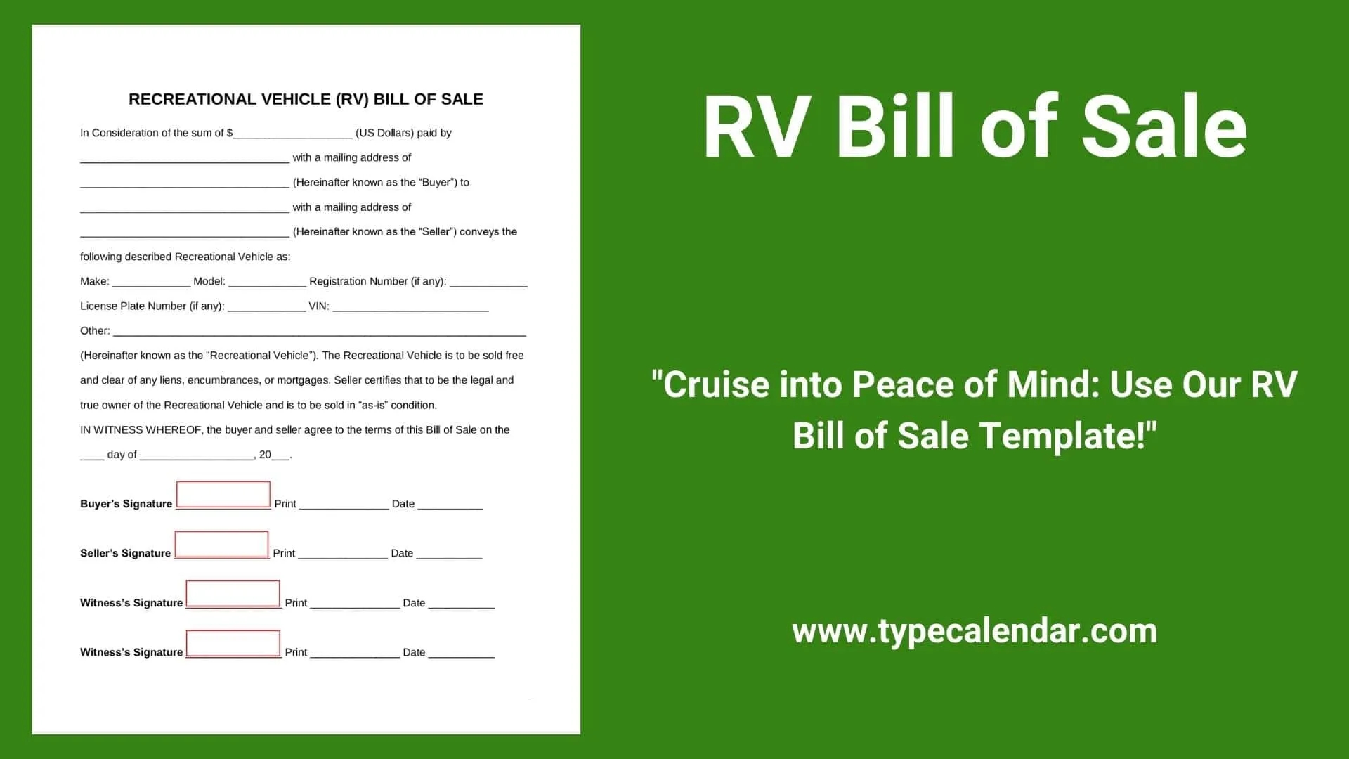 Free Printable RV Bill Of Sale Templates PDF U0026 Word Example