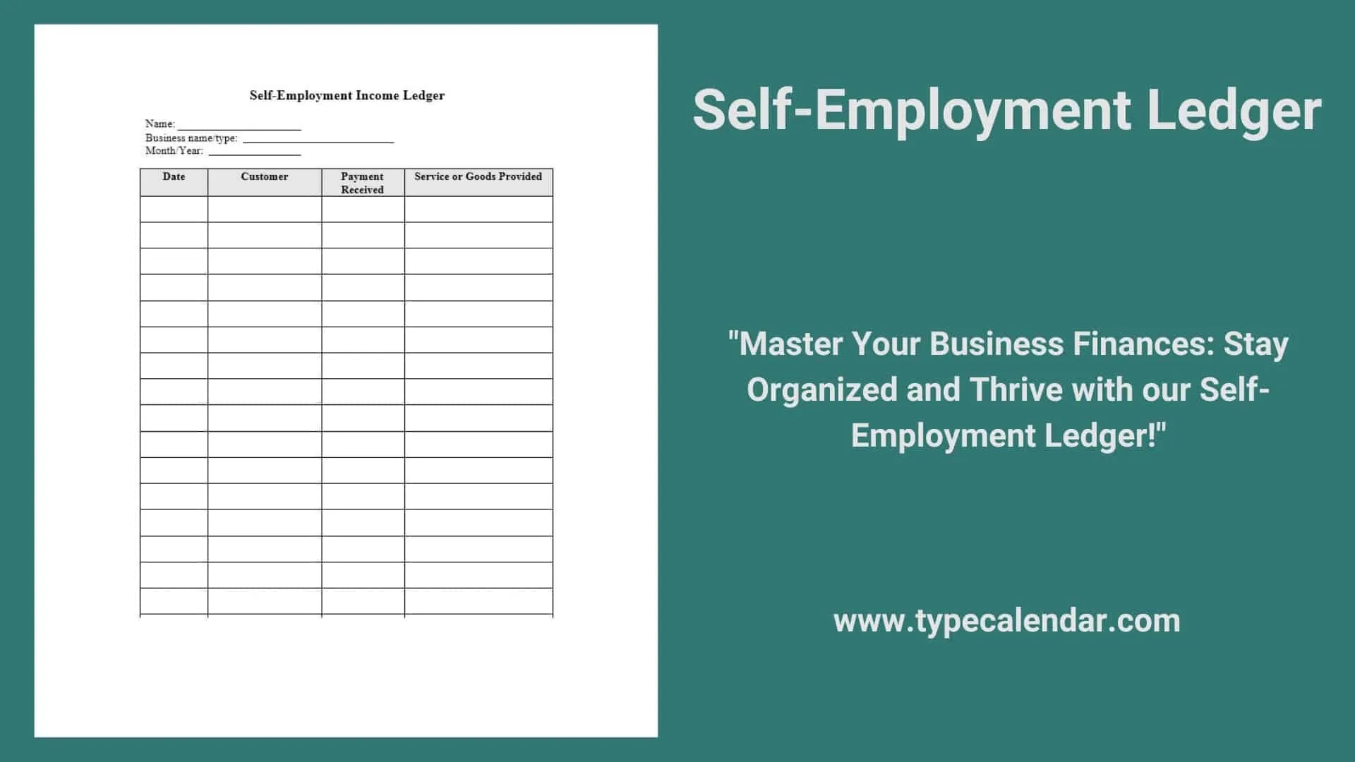 Free Printable Self Employment Ledger Templates PDF Word Excel 