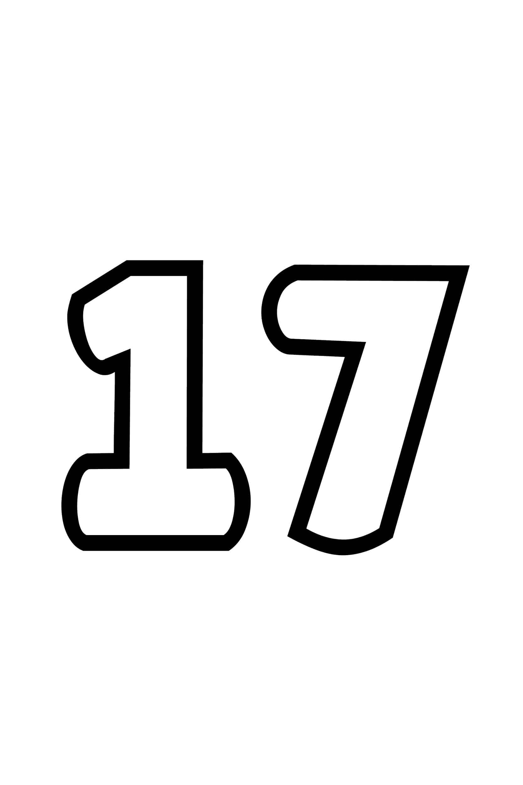 Free Printable Tracing Numbers Bubble Number 17