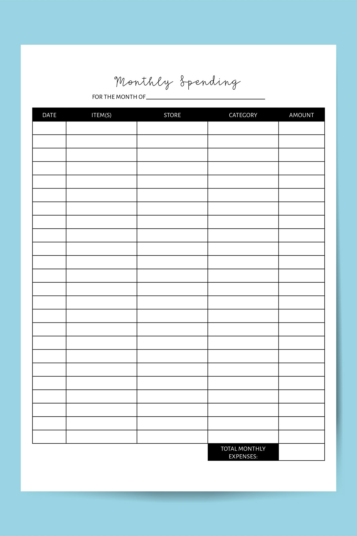 Free Printable U0026 Digital Monthly Expense U0026 Budget Tracker