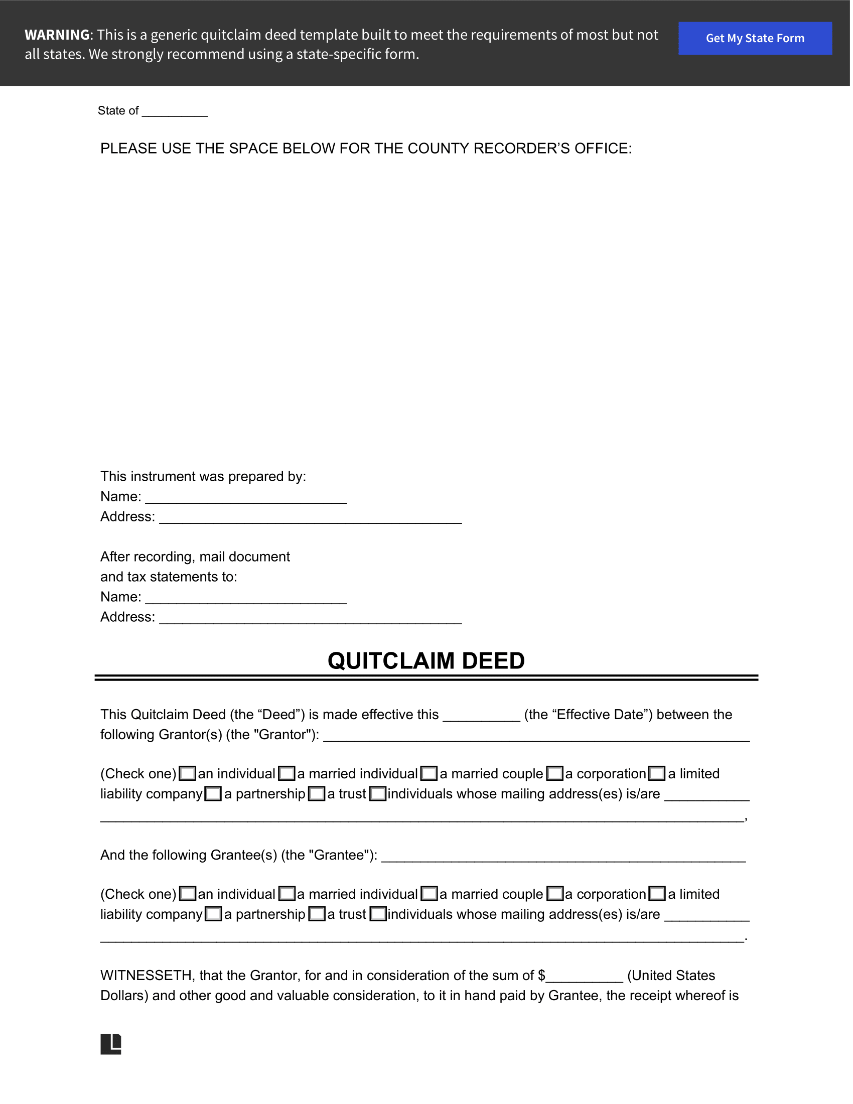 Free Quitclaim Deed Form PDF U0026 Word