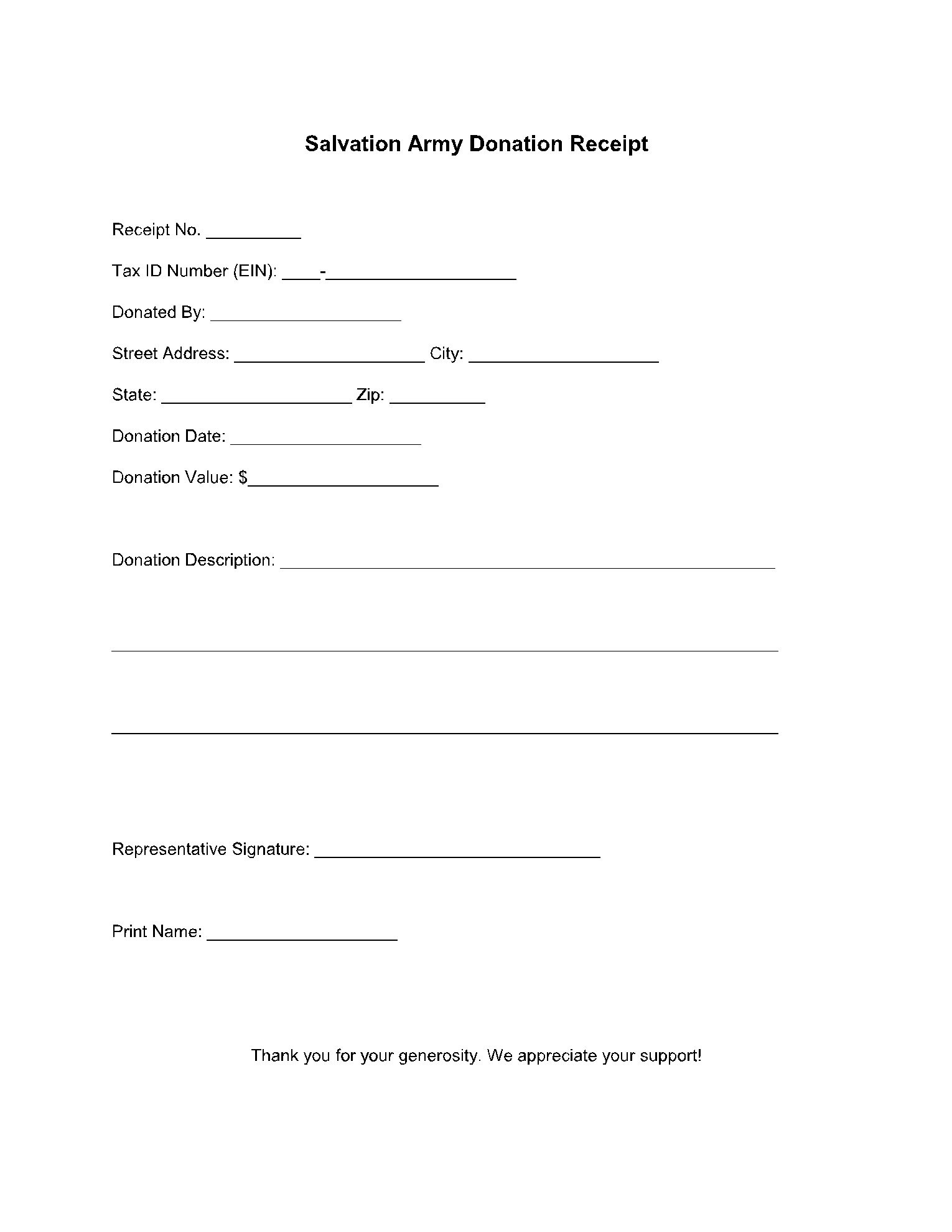 Free Salvation Army Donation Receipt Template CocoSign