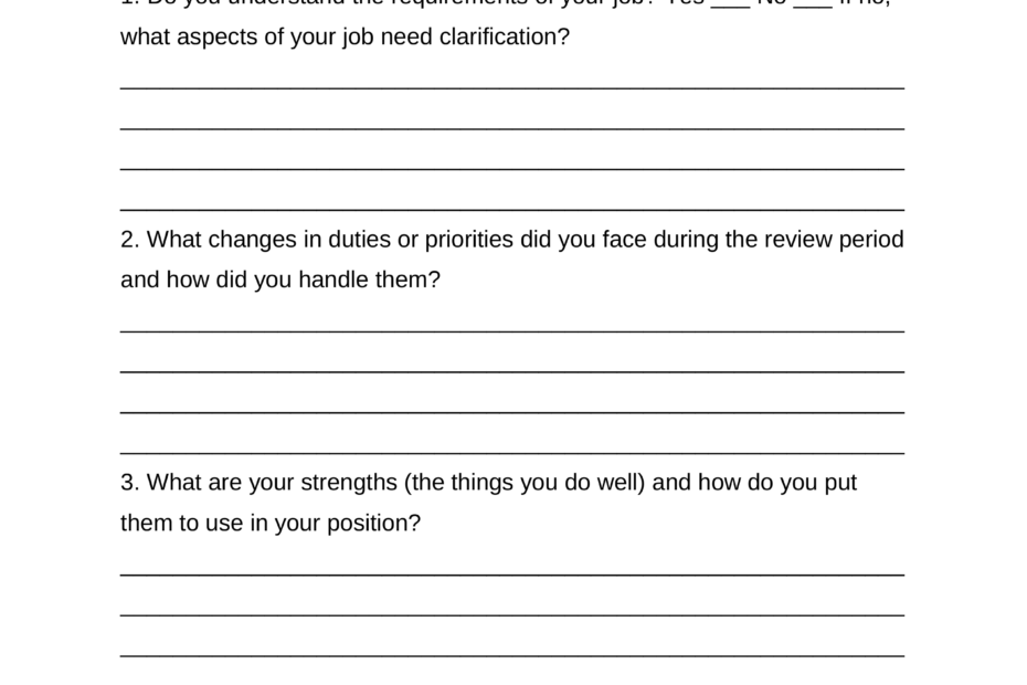 Free Self Evaluation Employee Form PDF Word EForms