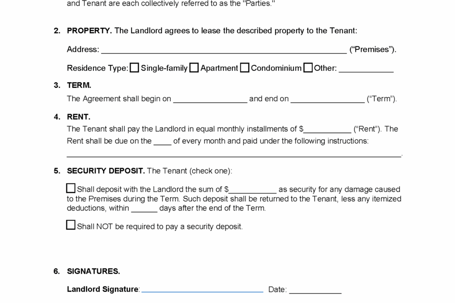 Free Simple 1 Page Lease Agreement Template PDF Word