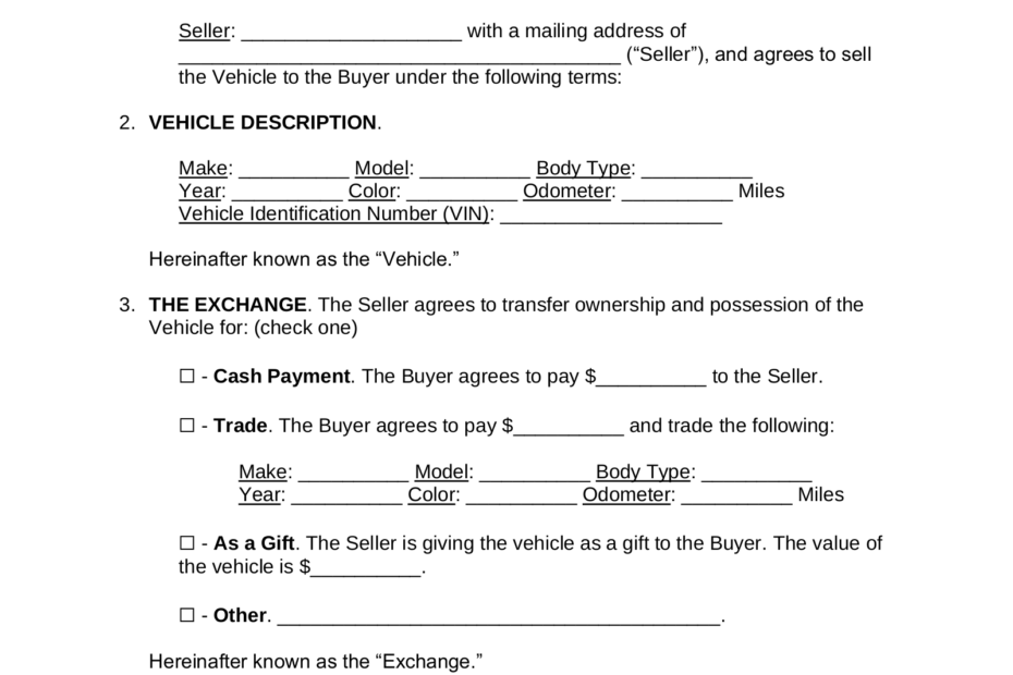 Free South Carolina Motor Vehicle Bill Of Sale PDF Word EForms