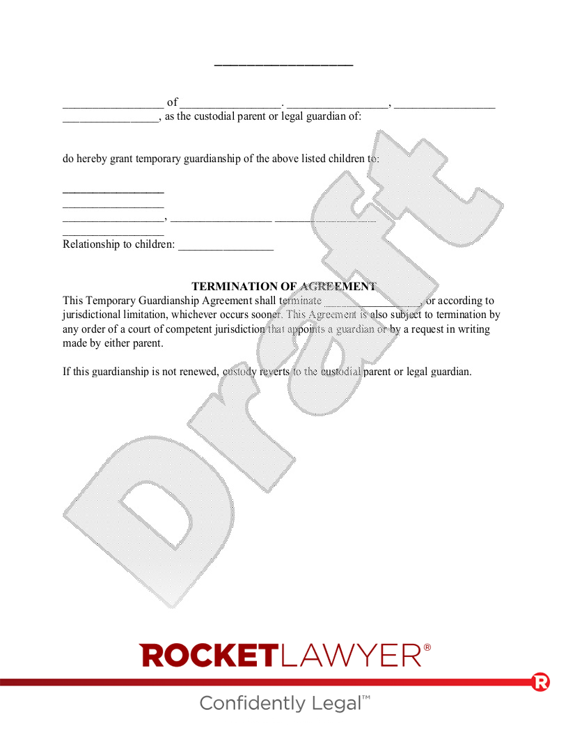Free Temporary Guardianship Agreement Free To Print Save U0026 Download