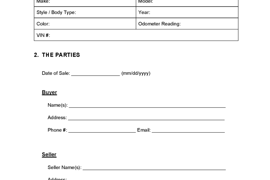 Free Texas Bill Of Sale Forms PDF Word