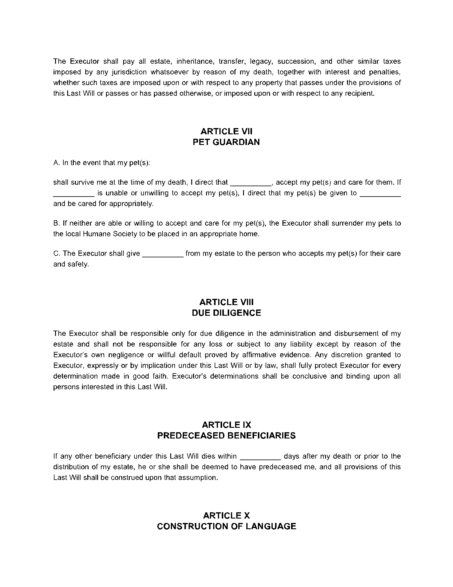 Free Texas Last Will And Testament Template CocoSign